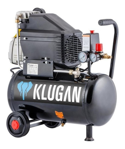 Compresor de aire Klugan CDM-24 C/Kit monofásico 24L 2hp 220V negro