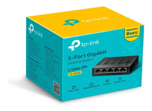 Imagem 1 de 4 de Switch 5 Portas Tp-link Ls1005g Gigabit 10/100/1000mbps 