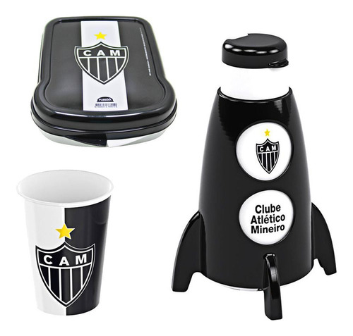 Kit Garrafinha + Porta Sanduíche Atlético Mg - 2 Copos 320ml