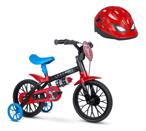 Bicicleta Infantil Aro 12 Mechanic E Capacete Spider-man