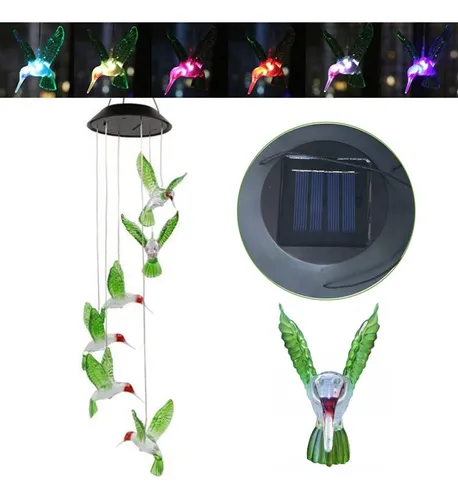 Campanilla De Viento De Colibrí Luz Colgante Solar Campana L