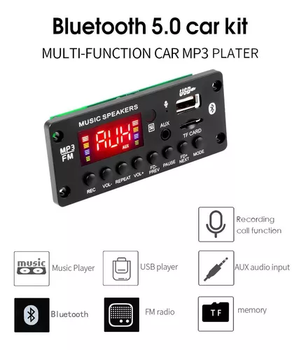 Radio FM, Bluetooth 5.0 AUX reproductor MP3 amplificador con mando