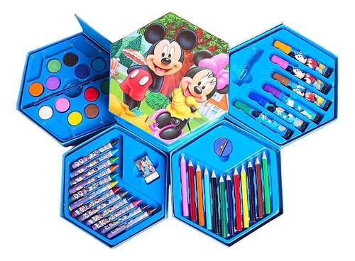 Set X46 Crayon Colores Estuche Mickey Minnie Artística Kids 