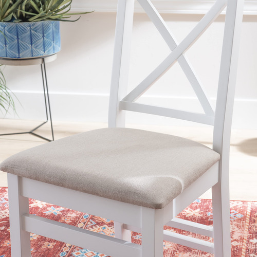 Silla Tapizada De Comedor X-back Blanco Y Beige Juego De Dos