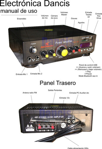 Imagen 5 de 5 de Dos Bocinas Parlante + Amplificador Usb Micrófono Publicidad