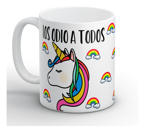 Tazón Los Odio A Todos En Serio Oficina Humor Unicornio 