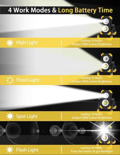 Litinigear Luz Trabajo 3000 Lumene Recargable 30 W Led Xpg