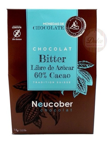 Cobertura Chocolate Bitter, 60%  Sin Azucar. Agro Servicio.