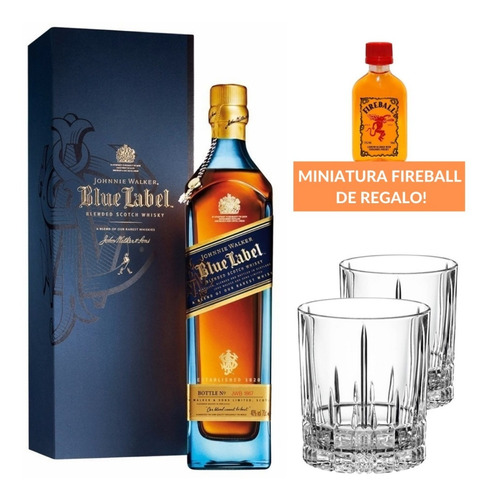 Whisky Johnnie Walker Blue Label + 2 Vasos Spiegelau - Combo