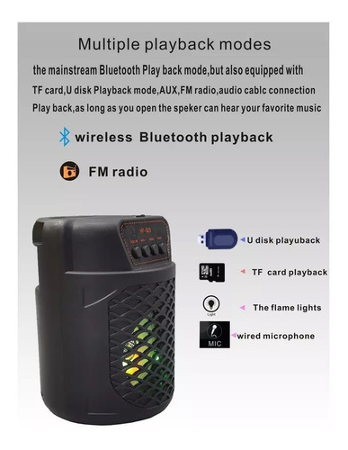 Imagen 3 de 4 de Corneta Bluetooth Recargable Usb Micro Sd Auxiliar Hf-323