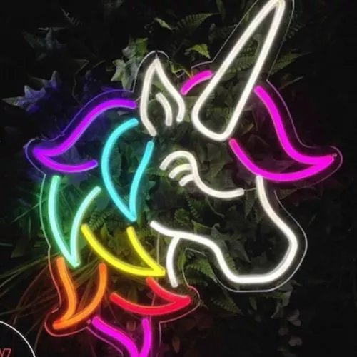 Letrero Lampara Led Neon Unicornio Niñas C/ Control Atenuado