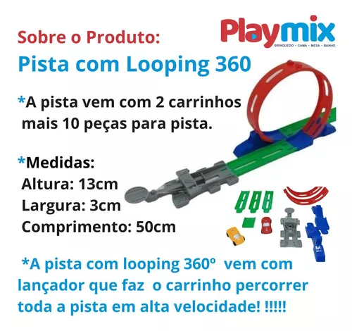 Pista de Carrinhos Corrida com Lançador e 2 Carrinhos Looping