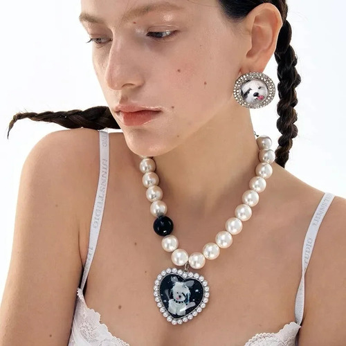 Collar De Suéter Largo Con Colgante En Forma De Corazón De P