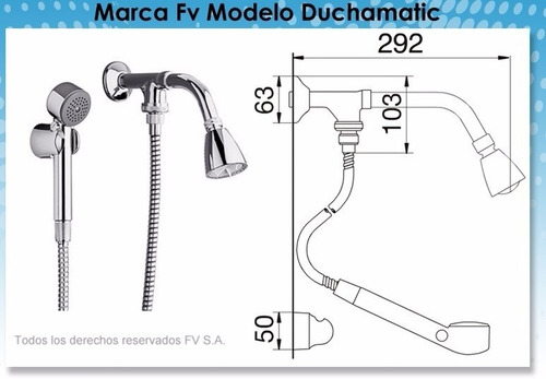 Imagen 2 de 6 de Y Griferia Fv Duchamatic Con Lluvia 0119-cr