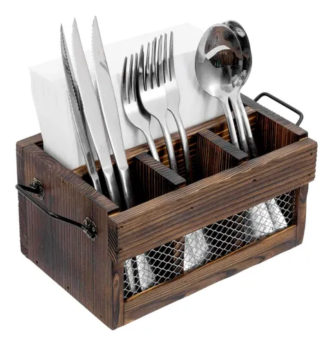comprar Soporte De Utensilios De Madera Marrón Rústica Mygift Y Reji