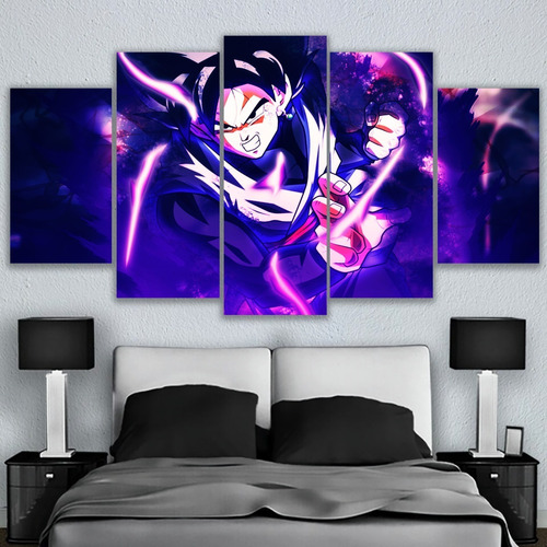 5 Cuadros Canvas Black Goku Anime Diseño Listo Para Colgar 