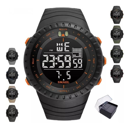 Relógio Digital Smael 1237 Preto/laranja