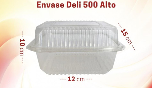 Contenedor Plastico Transparente Cierre Plus 500cc Alto