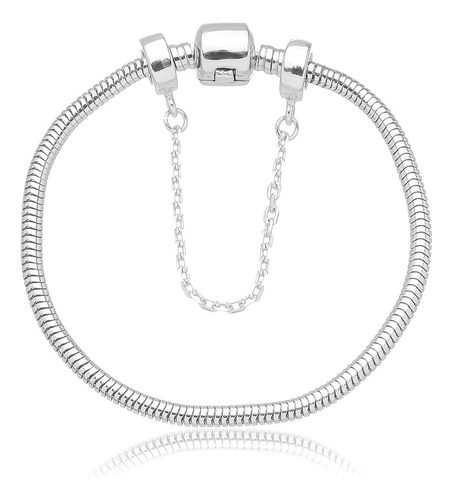 Pulseira Berloque De 17cm Com Trava Banhado A Prata 925 Comprimento 17 Cm Cor Prateado