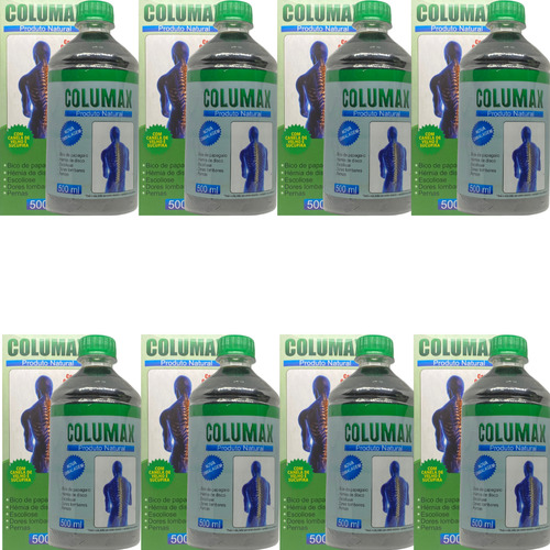Kit 8 Columax 100% Natural 500ml Coluna Hérnia De Disco