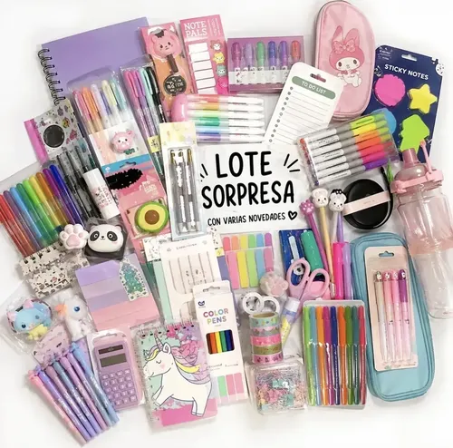 Bonito Kit De Papelería Kawai Incluye 10 Artículos