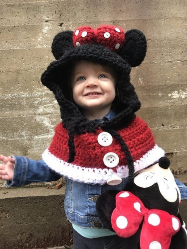 Capucha Minnie Mouse De 0 -4 Años Tejido Crochet 