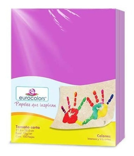 Papel Cortado Eurocolors Carta Purpura C/100 Ec0009 /v