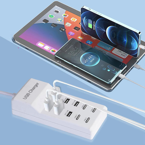 Estação De Carregamento Usb De 50w Com 6 Usb A / 4 Usb C