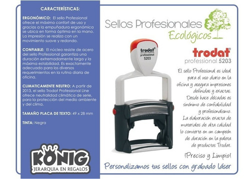 Imagen 2 de 2 de Sello Profesional Autoentintable Oficina Trodat 5203 49x28mm
