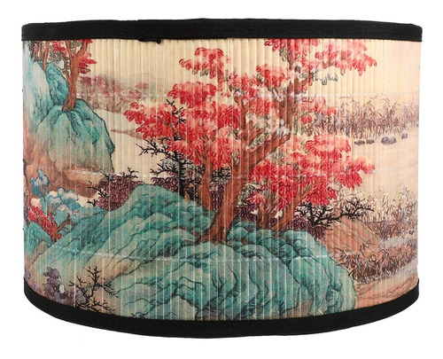 Pantalla Lampara Tela Cubierta Decorativa China E27 Bambu