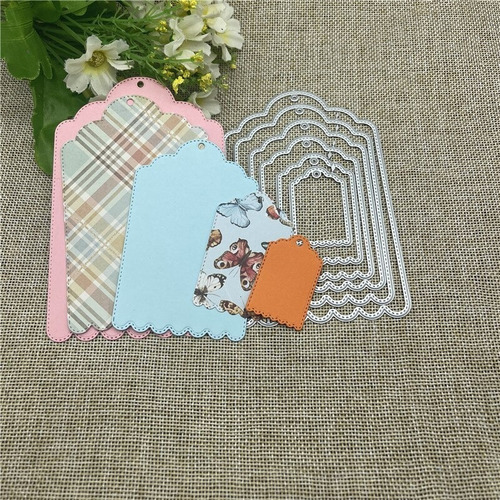 Scrapbooking Set De 6 Troqueles Tags Con Costura Y Onditas