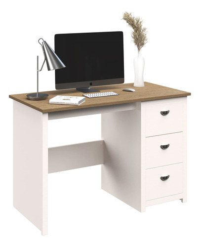 Mesa Lavish Home 80-DESK-WD-DR com acabamento em branco e madeira