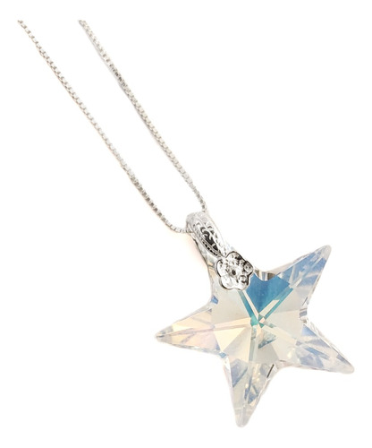 Collar Cadena 45/50cm + Dije Estrella Cristal Plata 925