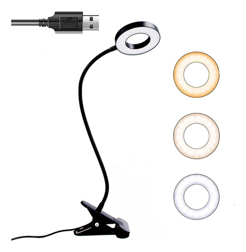 Lámpara Led De Escritorio Con Clip Brillo Regulable Flexible