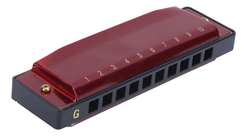 Armónica Roja Roja Con Tecla G, 10 Hoyos, 20 Tonos, Órgano B