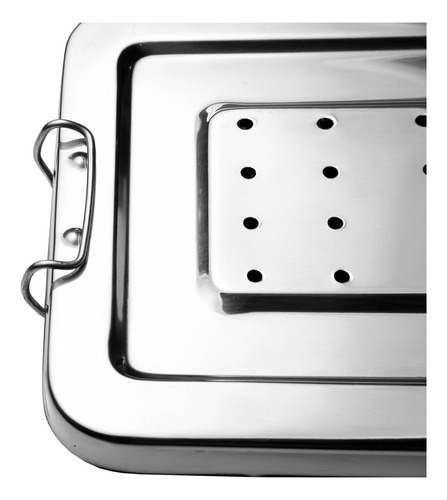 Charola Perforada Con Tapa Para Esterilizar Aashta 37 X 19cm
