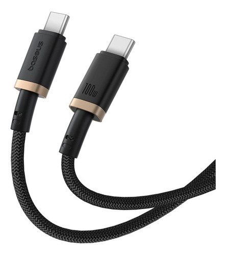Cable Usb Tipo C A Usb-c Carga Rapida Reforzado Baseus 60w Dorado Y Negro