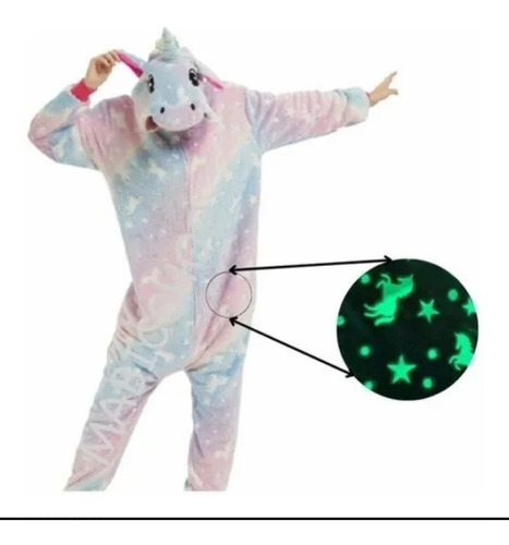  Pijama Y Disfraz Enterito Polar Niña Unicornio Luminoso