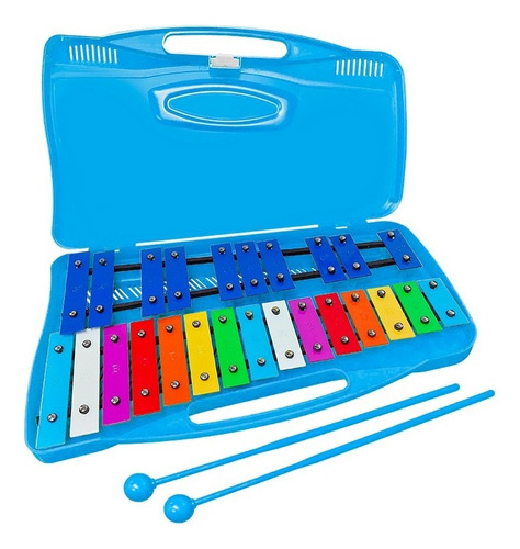 Metalofono Xilofono Cromatico 25 Notas Infantil Escolar Color Celeste