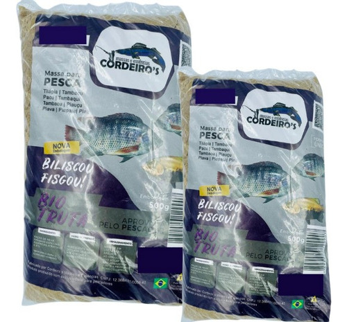 Kit 2 Isca Em Pó Bio Truta Massa Pesca Tilápia Tamba Pacu Cor Violeta