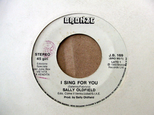 Sally Oldfield Canta En Italiano Simple Single Promo 1980