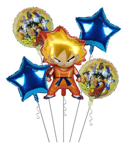 Globos Metalicos De Goku Supersayayin Kit 5pzs