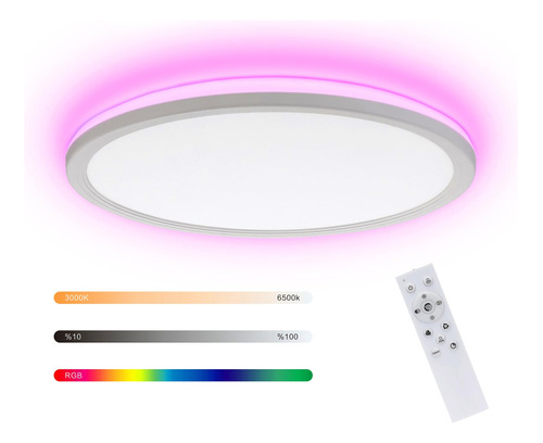 Lámpara De Techo Led Rgb Redonda 30 Cm, 24 W, 3000-6500 K, R