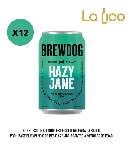 Cerveza Brewdog Hazy Jane 330ml Latax12 - mL a $38