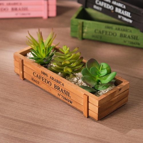 Macetero Rectangular De Madera Para Decoración Del Hogar,