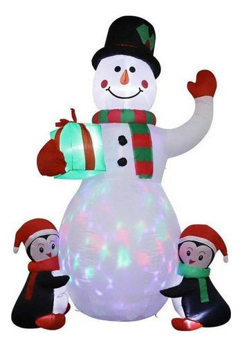 Mc Led Boneco De Neve Inflável Com Formato De Pinguim 1,8 M