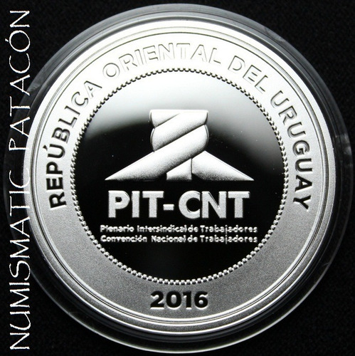 Moneda Plata Uruguay 2016 Sindical Estuche Y Certifica Proof