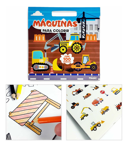 Máquinas Para Colorir - Com 100 Adesivos