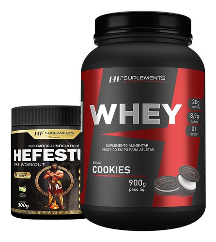 Whey Protein Cookies 900g + Pré Treino Hefestus Limonada