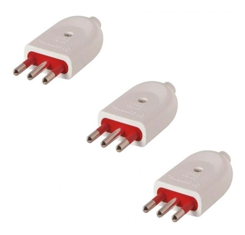 Ficha Macho 3 En Linea 10 Amp Conatel Pack X 3 Blanco -sc- 